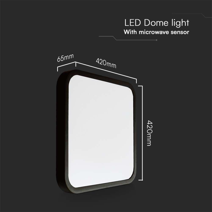 LED Stropna svjetiljka za kupaonicu sa senzorom LED/36W/230V 4000K IP44 42x42 cm crna + daljinski upravljač