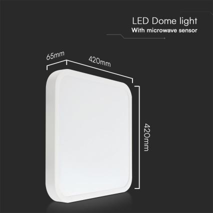 LED Stropna svjetiljka za kupaonicu sa senzorom SAMSUNG CHIP LED/36W/230V IP44 4000K 42x42 cm bijela + daljinski upravljač