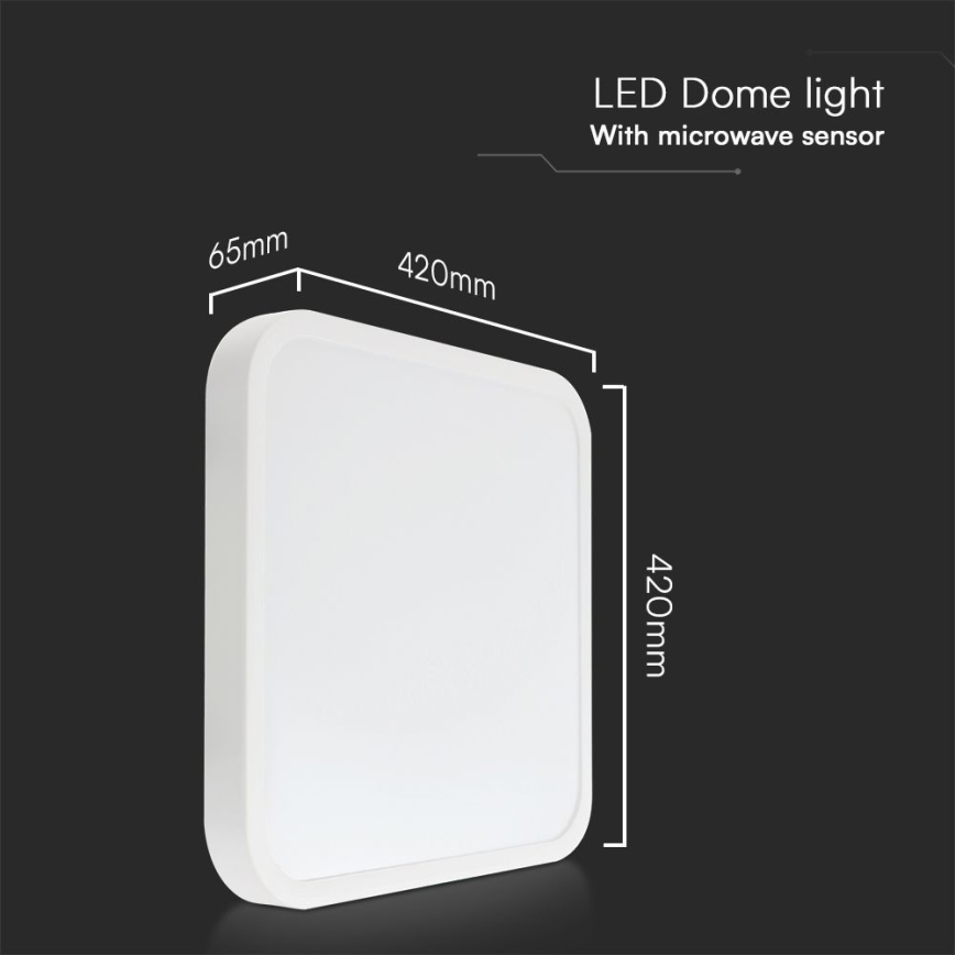 LED Stropna svjetiljka za kupaonicu sa senzorom SAMSUNG CHIP LED/36W/230V IP44 4000K 42x42 cm bijela + daljinski upravljač