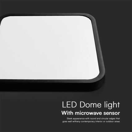 LED Stropna svjetiljka za kupaonicu sa senzorom SAMSUNG CHIP LED/36W/230V IP44 4000K 42x42 cm crna + daljinski upravljač
