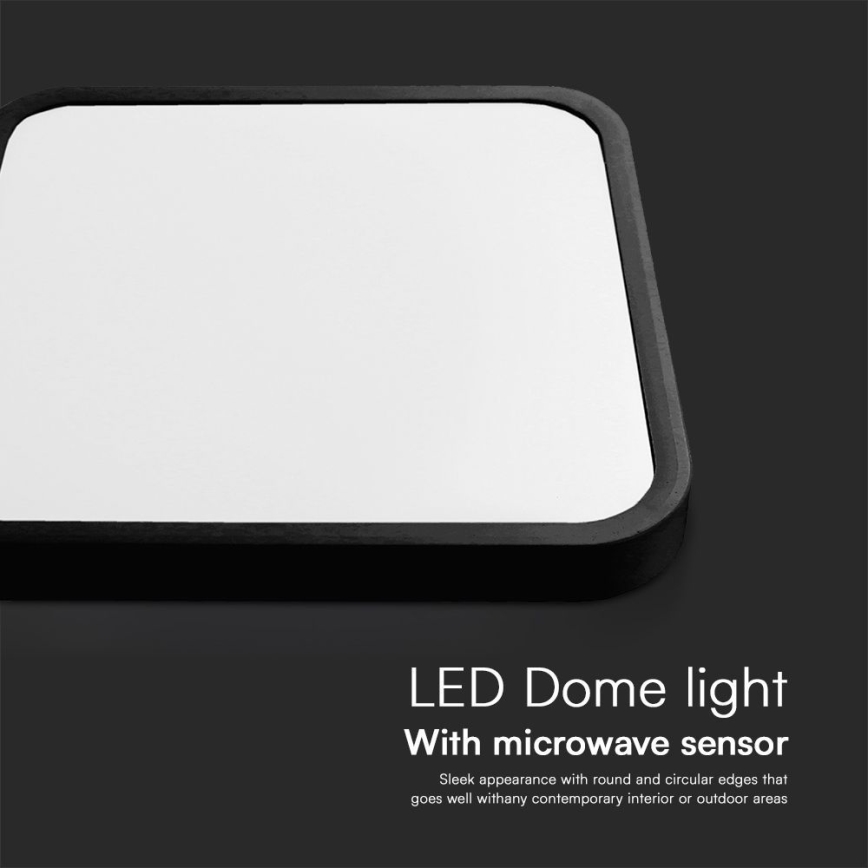 LED Stropna svjetiljka za kupaonicu sa senzorom SAMSUNG CHIP LED/36W/230V IP44 4000K 42x42 cm crna + daljinski upravljač