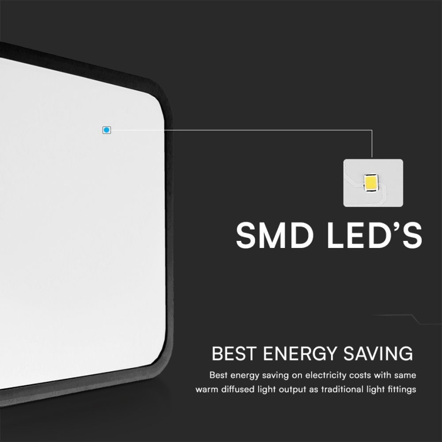 LED Stropna svjetiljka za kupaonicu sa senzorom SAMSUNG CHIP LED/36W/230V IP44 4000K 42x42 cm crna + daljinski upravljač
