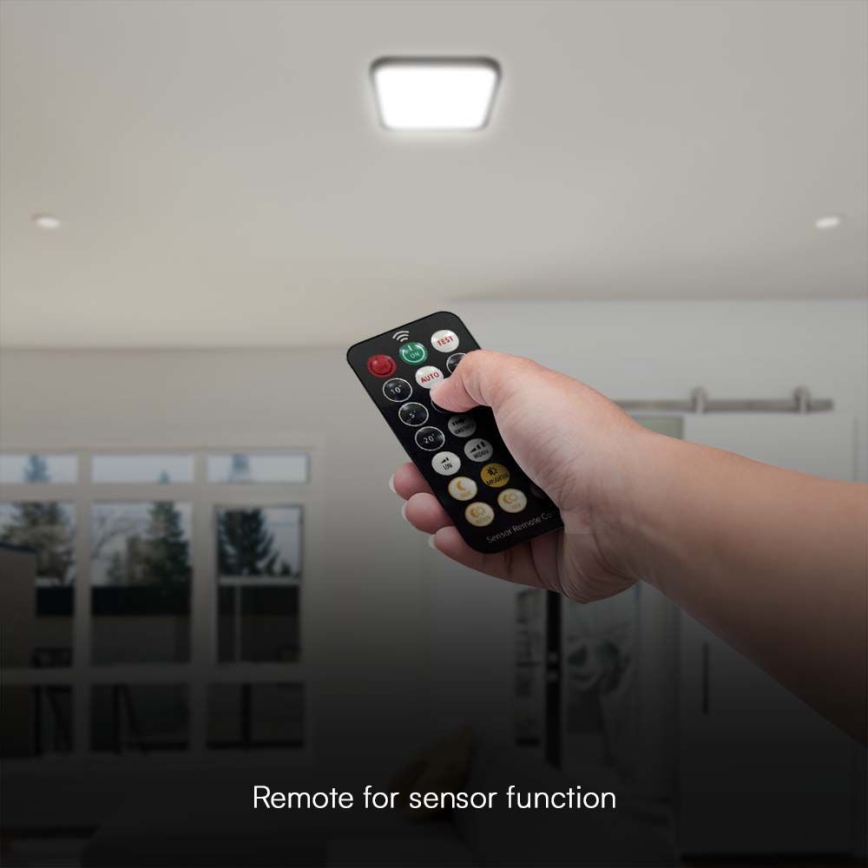 LED Stropna svjetiljka za kupaonicu sa senzorom SAMSUNG CHIP LED/36W/230V IP44 4000K 42x42 cm crna + daljinski upravljač