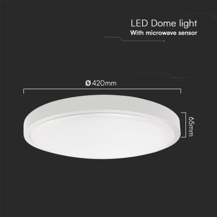 LED Stropna svjetiljka za kupaonicu sa senzorom SAMSUNG CHIP LED/36W/230V IP44 4000K pr. 42 cm bijela + daljinski upravljač