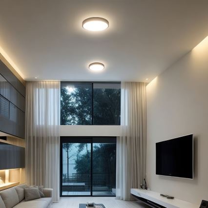 LED Stropna svjetiljka za kupaonicu sa senzorom SAMSUNG CHIP LED/36W/230V IP44 4000K pr. 42 cm crna + daljinski upravljač