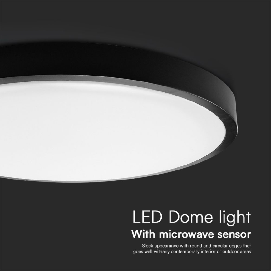 LED Stropna svjetiljka za kupaonicu sa senzorom SAMSUNG CHIP LED/36W/230V IP44 4000K pr. 42 cm crna + daljinski upravljač