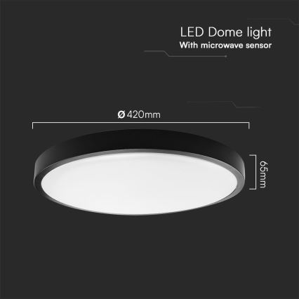 LED Stropna svjetiljka za kupaonicu sa senzorom SAMSUNG CHIP LED/36W/230V IP44 4000K pr. 42 cm crna + daljinski upravljač