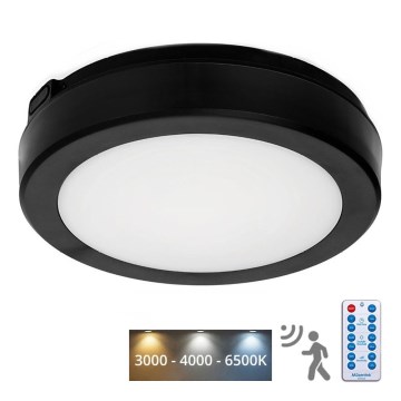 LED Stropna svjetiljka za kupaonicu sa senzorom NAIROS LED/12W/230V IP65 3000/4000/6500K pr. 20 cm crna + daljinski upravljač