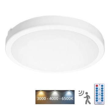 LED Stropna svjetiljka za kupaonicu sa senzorom NAIROS LED/36W/230V IP65 3000/4000/6500K pr. 40 cm bijela + daljinski upravljač