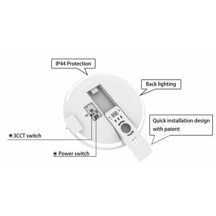 LED Prigušiva stropna svjetiljka za kupaonicu SLIDE LED/6/12/18/24W/230V 2900/4000/6200K IP44 bijela