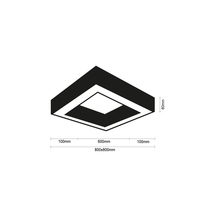 LED stropno svjetlo LED/100W/230V 3000/4000/6500K 80x80 cm crno
