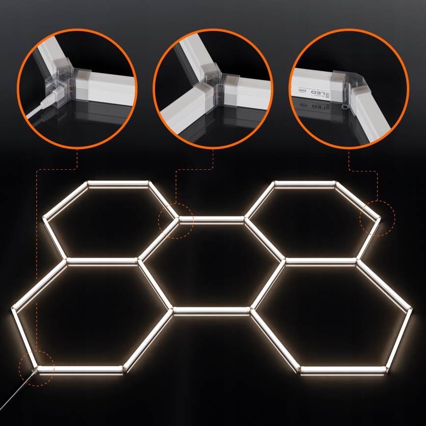 LED stropna svjetiljka HEXAGON LED/192W/85-265V 4000K 298x209 cm CRI 90 IP54 bijela
