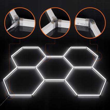 LED stropna svjetiljka HEXAGON LED/192W/85-265V 6500K 298x209 cm CRI 90 IP54 bijela