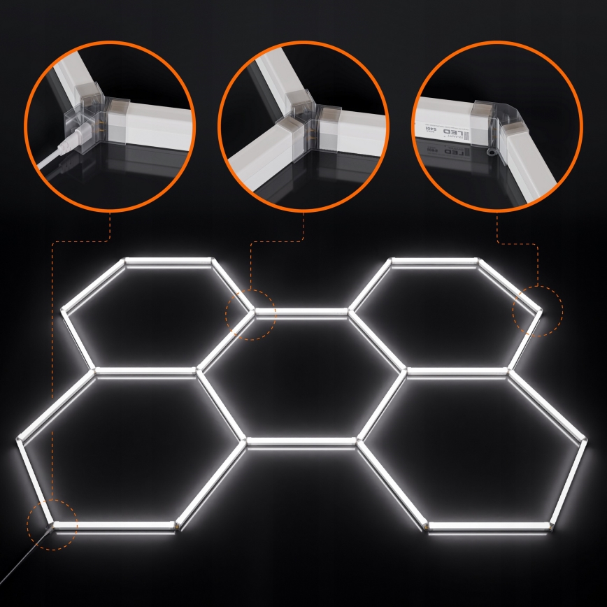 LED stropna svjetiljka HEXAGON LED/192W/85-265V 6500K 298x209 cm CRI 90 IP54 bijela