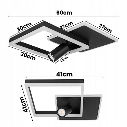 LED stropno svjetlo LED/38W/230V + 1x GU10/30W crno
