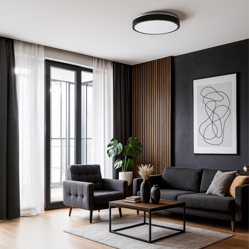 LED stropno svjetlo LIBRA, 24 W/230 V, 4000 K, Ø 39 cm, crno