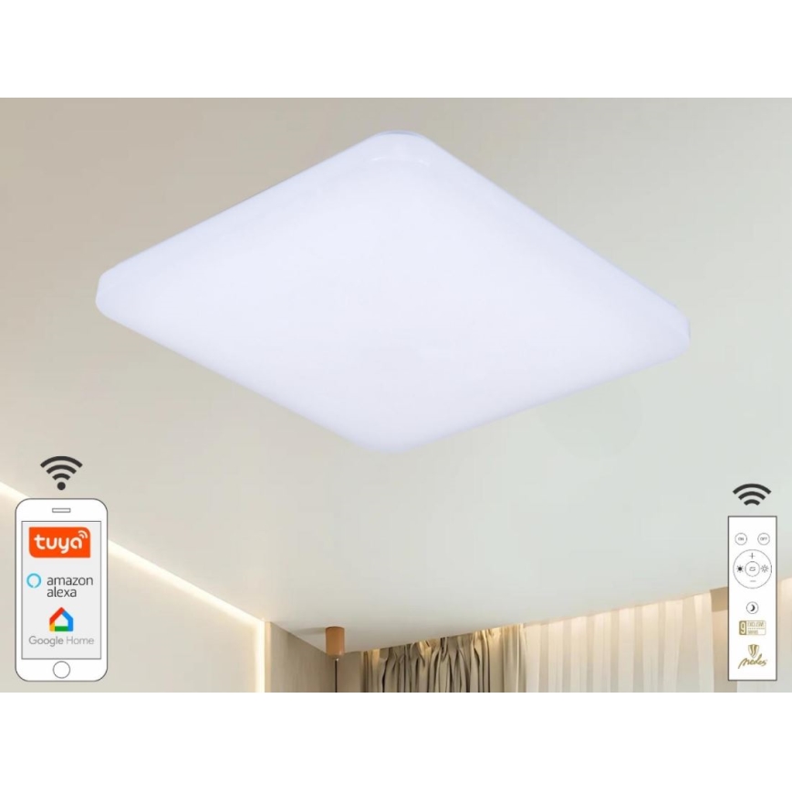 LED Dimmabilno stropno svjetlo OPAL LED/48W/230V 2700-6500K Wi-Fi Tuya bijela + daljinski upravljač