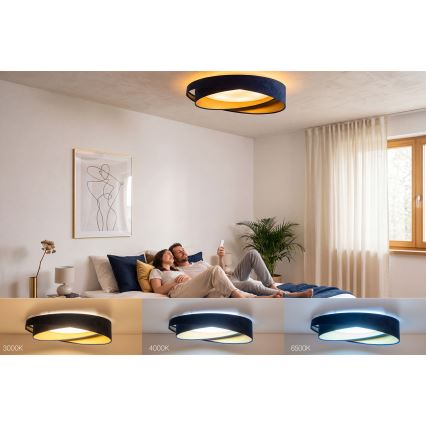 LED prigušivo stropno svjetlo SMART GALAXY MODERN LED/24W/230V 3000-6500K pr. 55 cm plavo/zlatno + daljinski upravljač