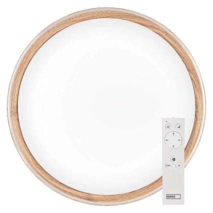 LED prigušivo stropno svjetlo ILVI LED/30W/230V 2700-6500K, promjer 40 cm, drveni dekor + daljinski upravljač