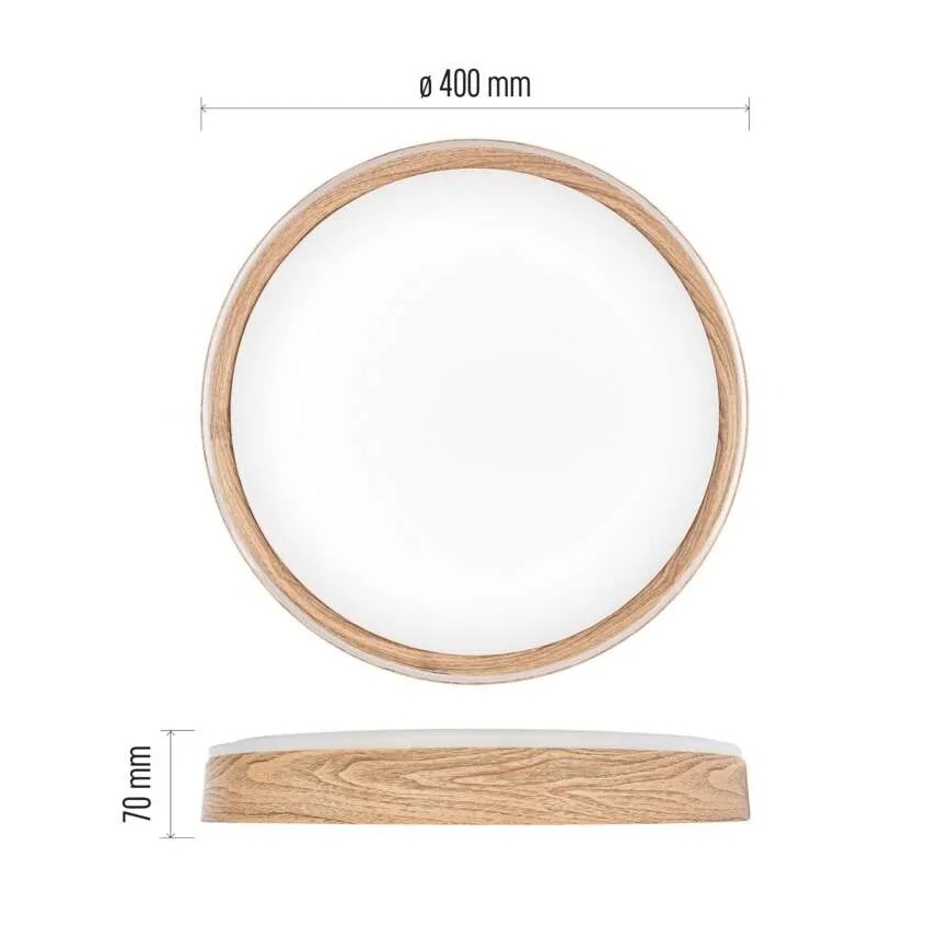 LED prigušivo stropno svjetlo ILVI LED/30W/230V 2700-6500K, promjer 40 cm, drveni dekor + daljinski upravljač