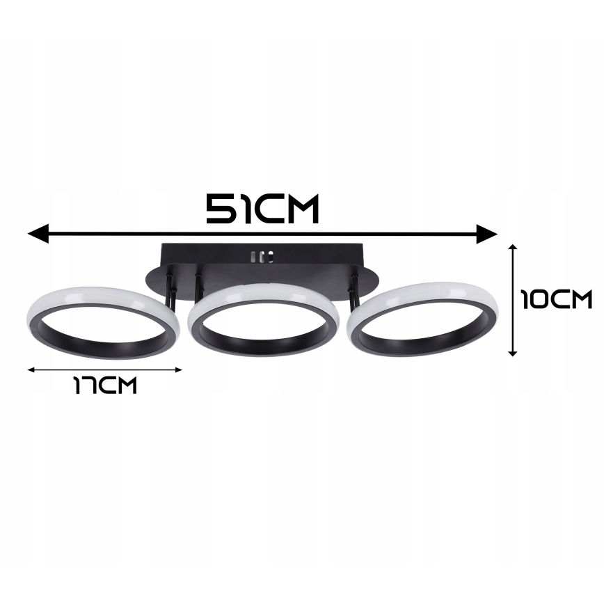 LED stropna svjetiljka s prigušivanjem LED/30W/230V 3000-6500K crna Wi-Fi Tuya + daljinski upravljač