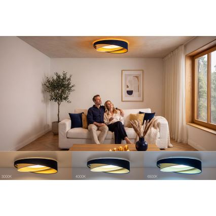 Prigušivo LED stropno svjetlo SMART GALAXY MODERN LED/24W/230V 3000–6500K prom. 55 cm plava/bijela/zlatna + daljinski upravljač