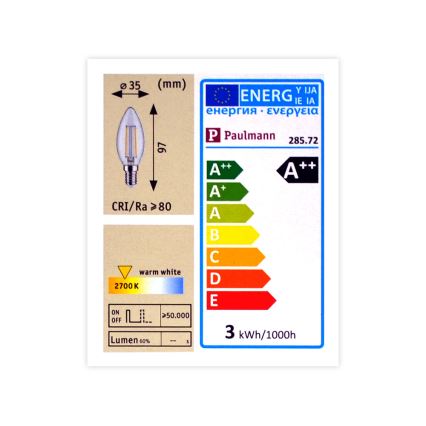 LED Stupnjevito prigušiva žarulja E14/2,5W/230V 2700K - Paulmann 28572