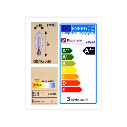 LED Stupnjevito prigušiva žarulja E14/2,5W/230V 2700K - Paulmann 28572