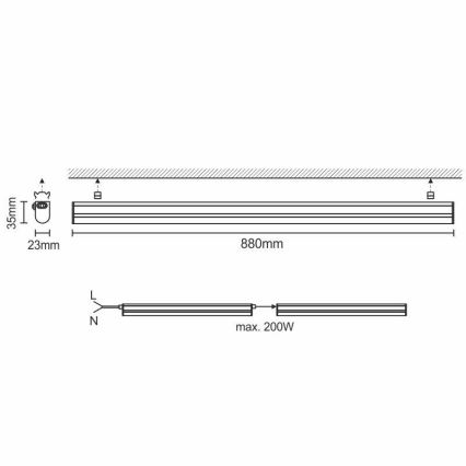 LED Svjetiljka ispod ormarića LED/12W/230V 4000K