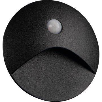LED svjetiljka za stepenište sa senzorom pokreta i sumraka EXIN, LED/2,5W/230V, 4000K, IP65, crna, okrugla