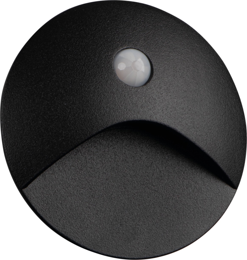 LED svjetiljka za stepenište sa senzorom pokreta i sumraka EXIN, LED/2,5W/230V, 4000K, IP65, crna, okrugla