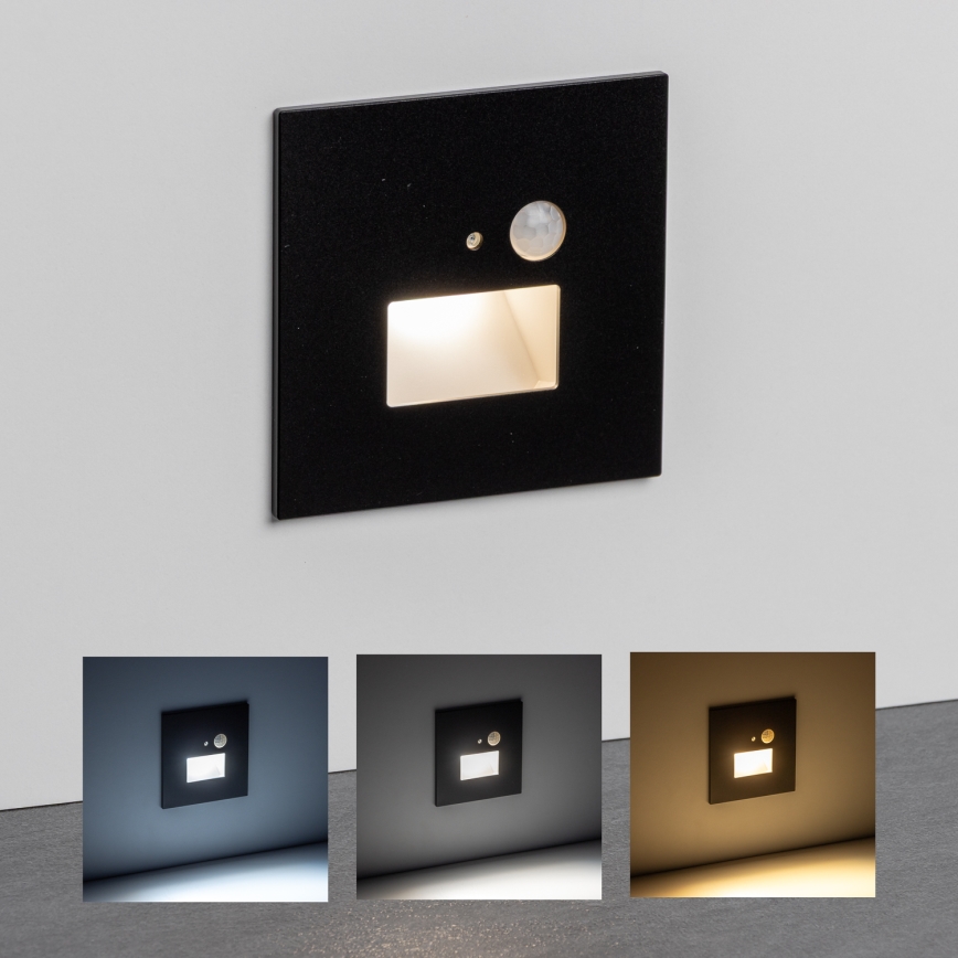 LED svjetiljka za stepenište sa senzorom pokreta i sumraka LED/1,5W/230V 3000/4000/6500K crna