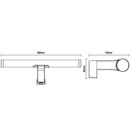 LED svjetlo za kupaonsko ogledalo LED/12W/230V 59,5 cm IP44 crna