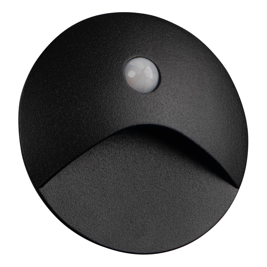 LED svjetlo za stepenište s senzorom pokreta i sumraka EXIN LED/2,5W/230V 3000K IP65 crno okruglo