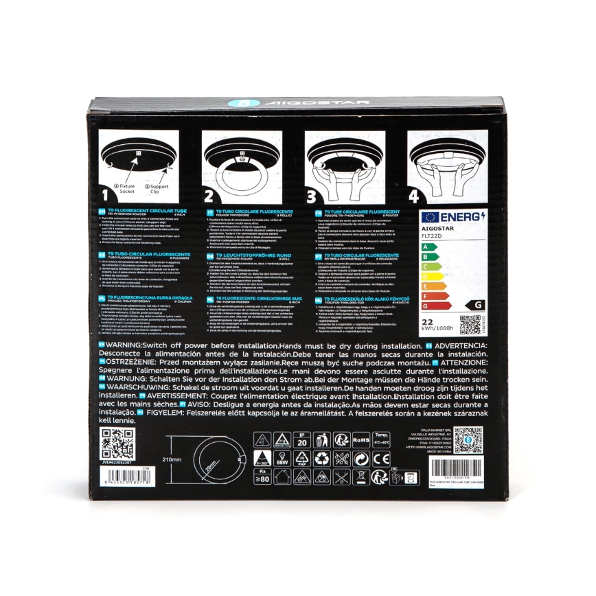 LED Svjetlosna cijev T9 G24q-1/22W/230V 6500K - Aigostar