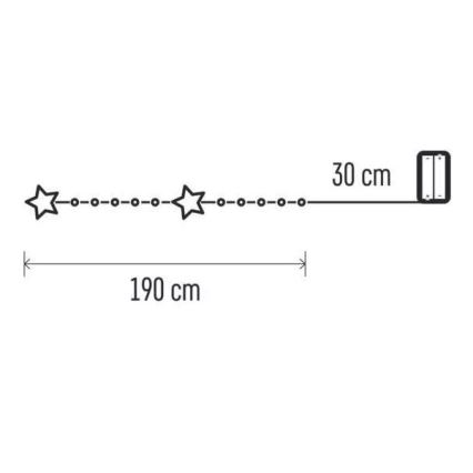 LED svjetlosni niz 20xLED/2xAA 2,2 m topla bijela