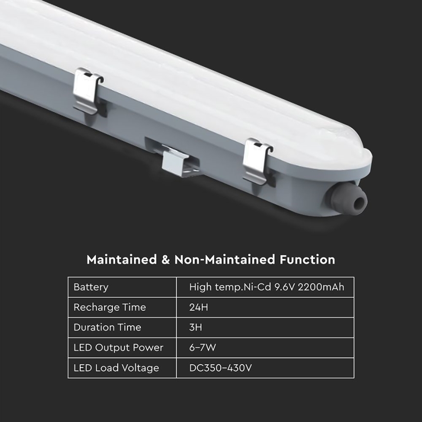 LED tehničko cijevno svjetlo s modulom za nužnu rasvjetu LED/36W/230V 6500K IP65 2200 mAh 120 cm
