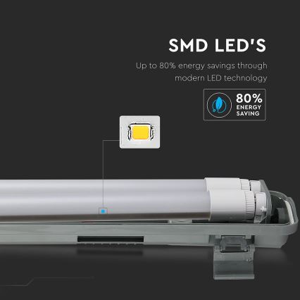 LED tehničko fluorescentno svjetlo T8 2xG13/22W/230V IP65 6400K 156 cm