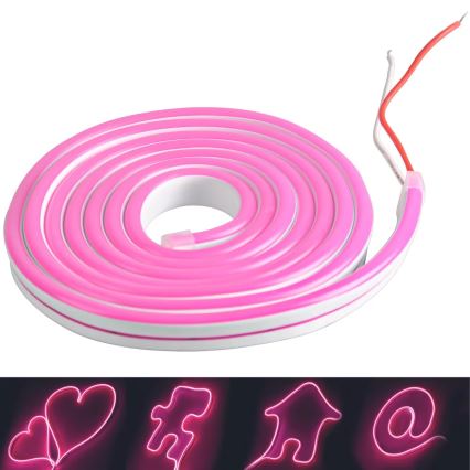 LED Traka NEON 2 m LED/17W/12V IP65 ružičasta