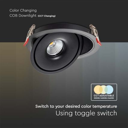 LED Ugradbena reflektorska svjetiljka LED/12W/230V 3000/4000/6400K pr. 12 cm crna