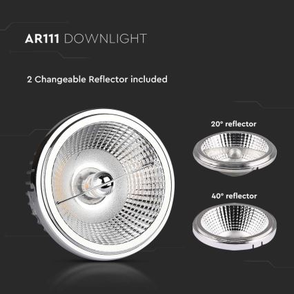 LED Ugradbena reflektorska svjetiljka LED/20W/230V 3000K 40°/20° pr. 11 cm sjajni krom