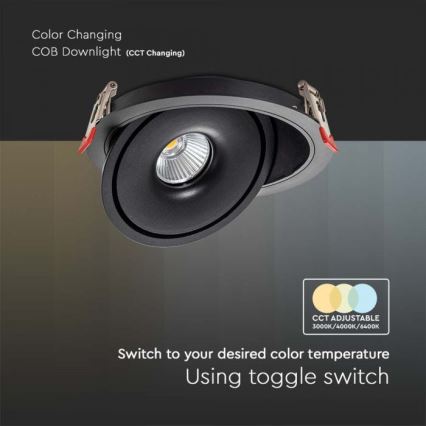 LED Ugradbena reflektorska svjetiljka LED/28W/230V 3000/4000/6400K pr. 20 cm crna
