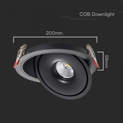 LED Ugradbena reflektorska svjetiljka LED/28W/230V 3000/4000/6400K pr. 20 cm crna