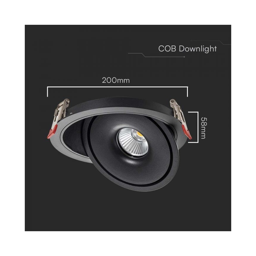 LED Ugradbena reflektorska svjetiljka LED/28W/230V 3000/4000/6400K pr. 20 cm crna