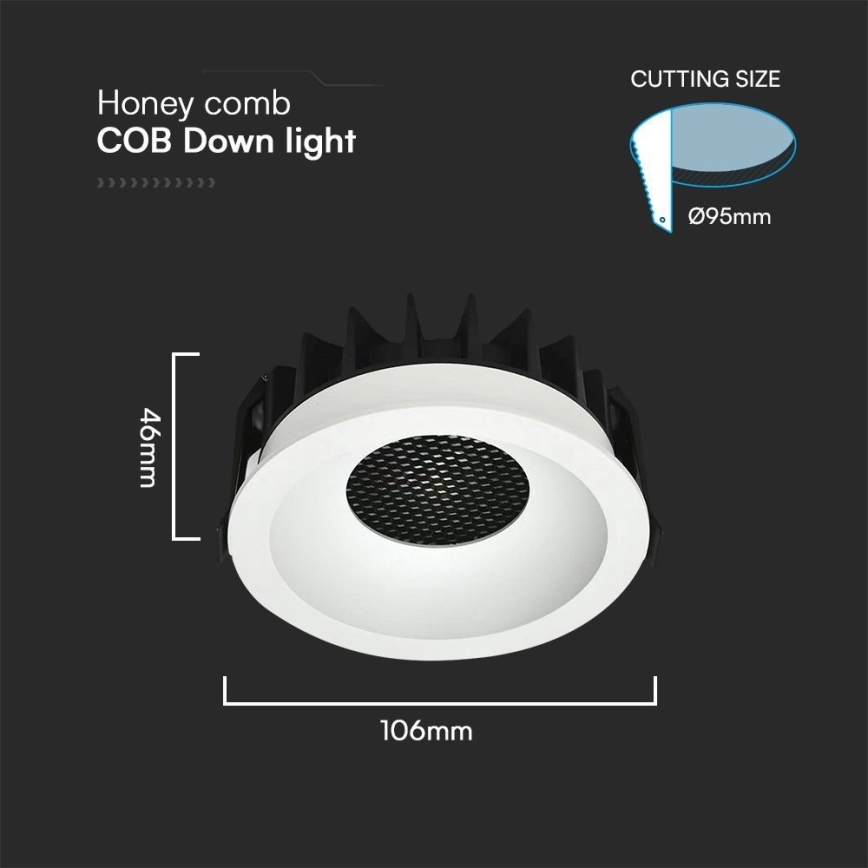 LED Ugradbena svjetiljka LED/18W/230V 3000/4000/6400K promjer 10,6 cm bijela