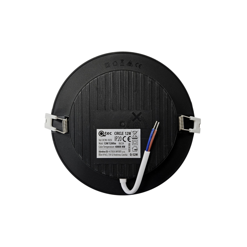 LED Ugradbena svjetiljka CIRCLE LED/12W/230V 4000K pr. 17 cm crna