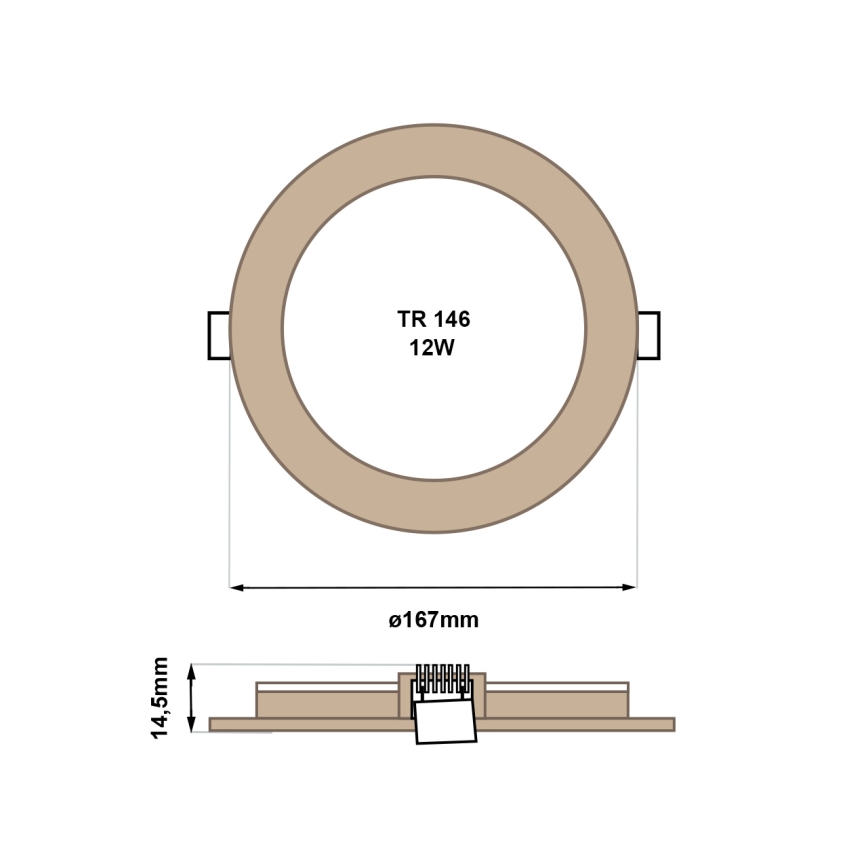 LED Ugradbena svjetiljka CIRCLE LED/12W/230V 4200K pr. 16,7 cm smeđa