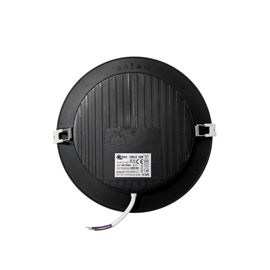 LED Ugradbena svjetiljka CIRCLE LED/18W/230V 4000K pr. 22 cm crna