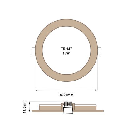 LED Ugradbena svjetiljka CIRCLE LED/18W/230V 4200K pr. 22 cm smeđa