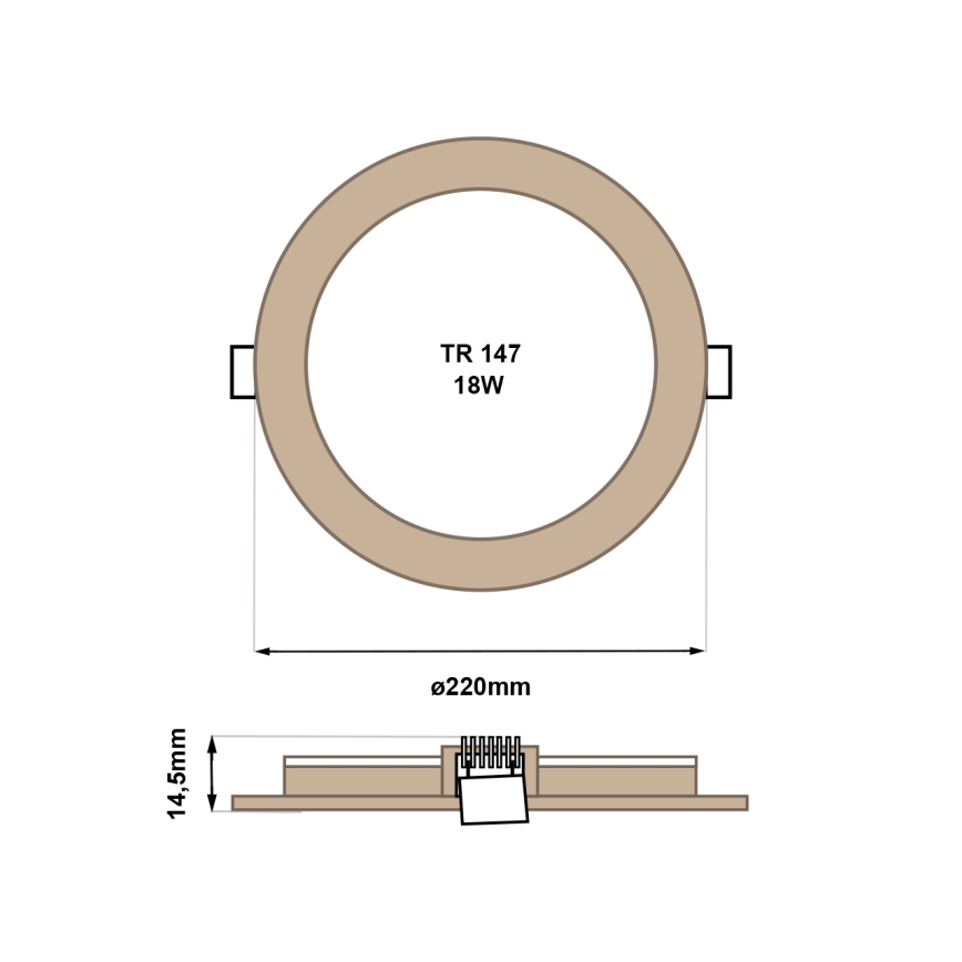LED Ugradbena svjetiljka CIRCLE LED/18W/230V 4200K pr. 22 cm smeđa